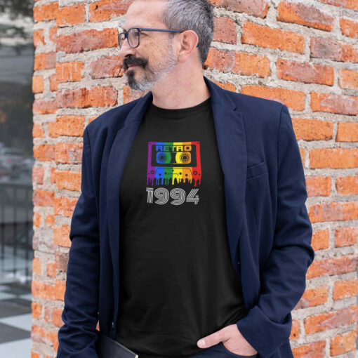 Retro Cassette Tape T-shirt, Unique Retro Melting cassette tape design in pride colours with any year. Retro Cassette Tape T-shirt, Unique Retro Melting cassette tape design in pride colours with any year.