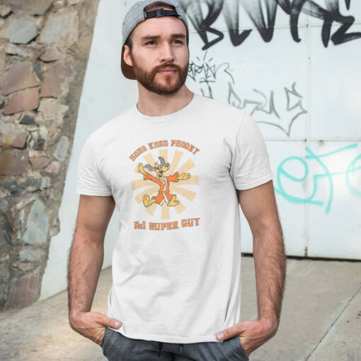 Hong Kong Phooey Retro Style T-shirt, Distressed Print, Retro T-Shirt, Retro TV Shirt in White Hong Kong Phooey Retro Style T-shirt, Distressed Print, Retro T-Shirt, Retro TV Shirt in White