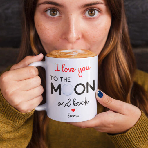 Personalised Valentines Mug, I Love You To The Moon And Back. Personalised with any name or names. Personalised Valentines Mug, I Love You To The Moon And Back. Personalised with any name or names.