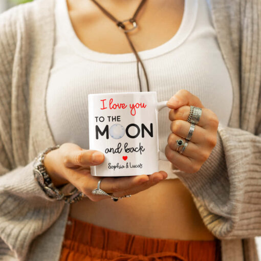 Personalised Valentines Mug, I Love You To The Moon And Back. Personalised with any name or names. Personalised Valentines Mug, I Love You To The Moon And Back. Personalised with any name or names.