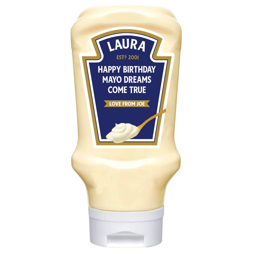 Personalised Mayonnaise Bottle Label, Mayonnaise Birthday Label