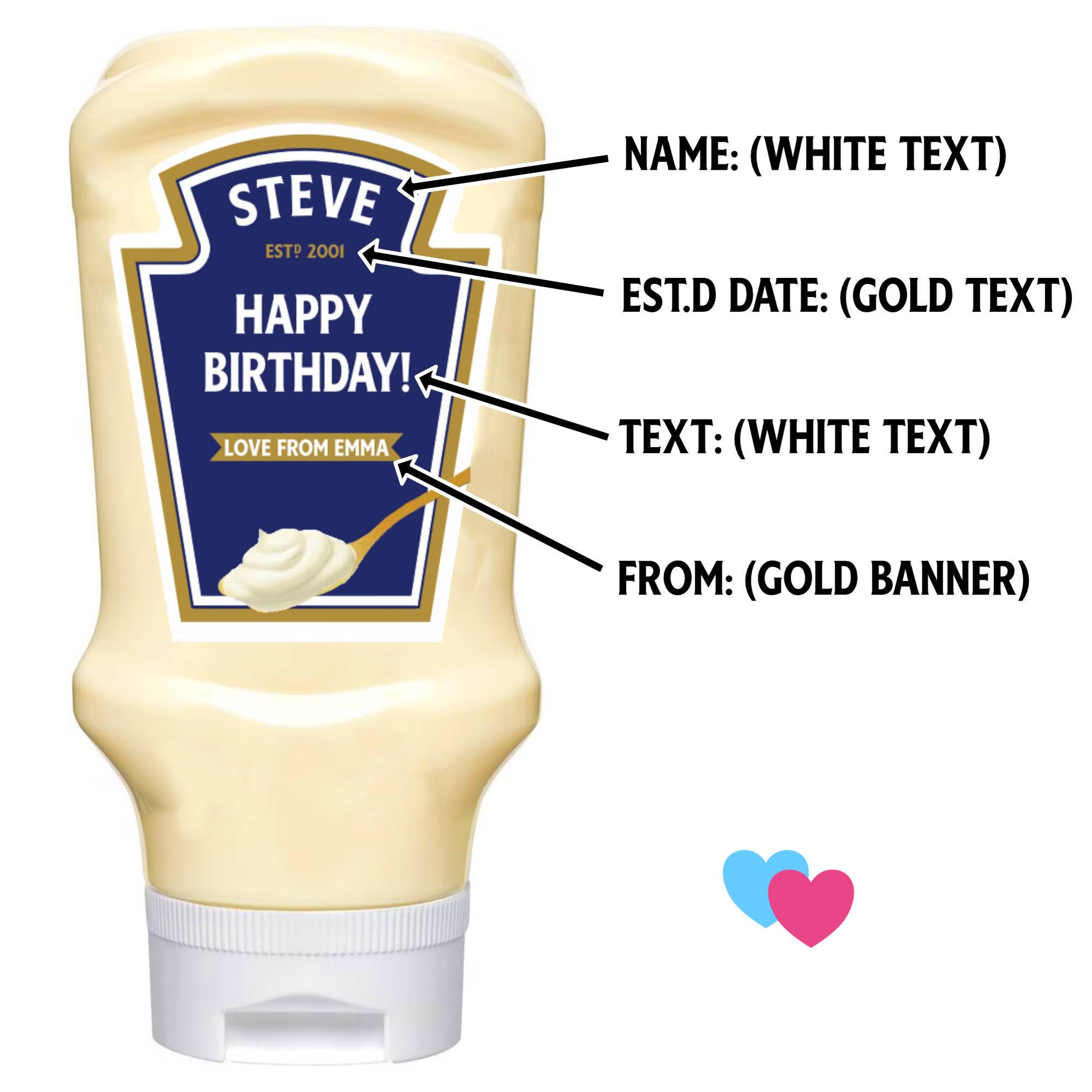 Personalised Mayonnaise Bottle Label, Mayonnaise Birthday Label