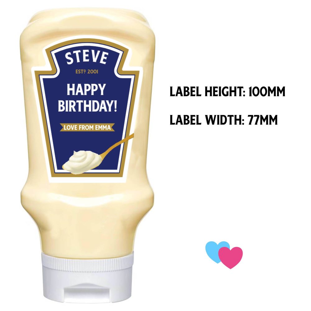 Personalised Mayonnaise Bottle Label, Mayonnaise Birthday Label