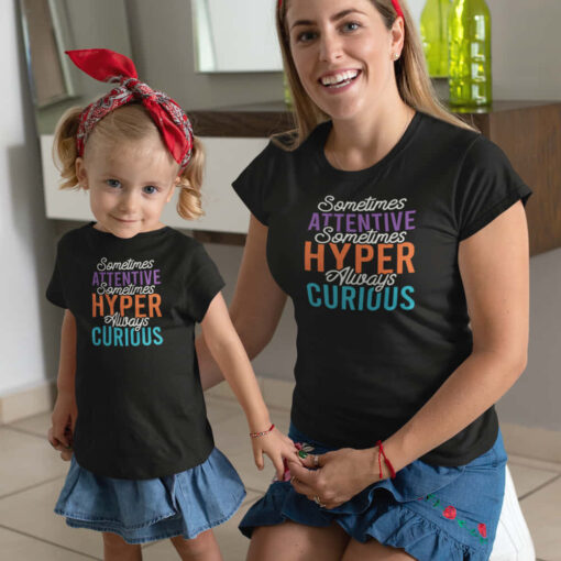 Kids ADHD T-shirt, Girl and Mum in ADHD t-shirt. ADHD Support shirt. Kids ADHD T-shirt, Girl and Mum in ADHD t-shirt. ADHD Support shirt.
