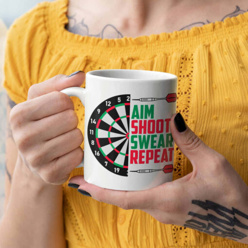 Aim Shoot Swear Repeat, Darts Gift Mug. Dart Player Gift. Aim Shoot Swear Repeat, Darts Gift Mug. Dart Player Gift.