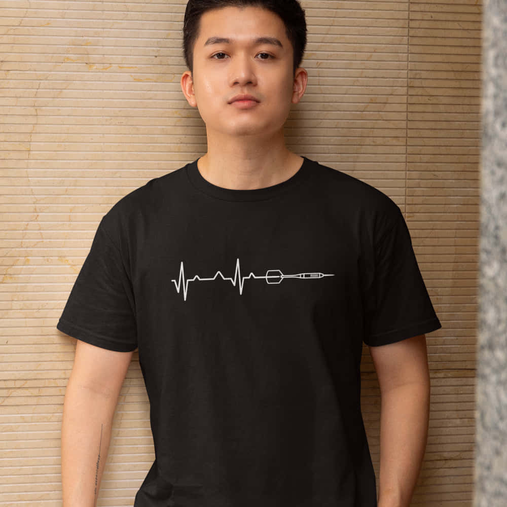 Darts Heartbeat T-shirt. Men's Heartbeat T-shirt, darts gift.