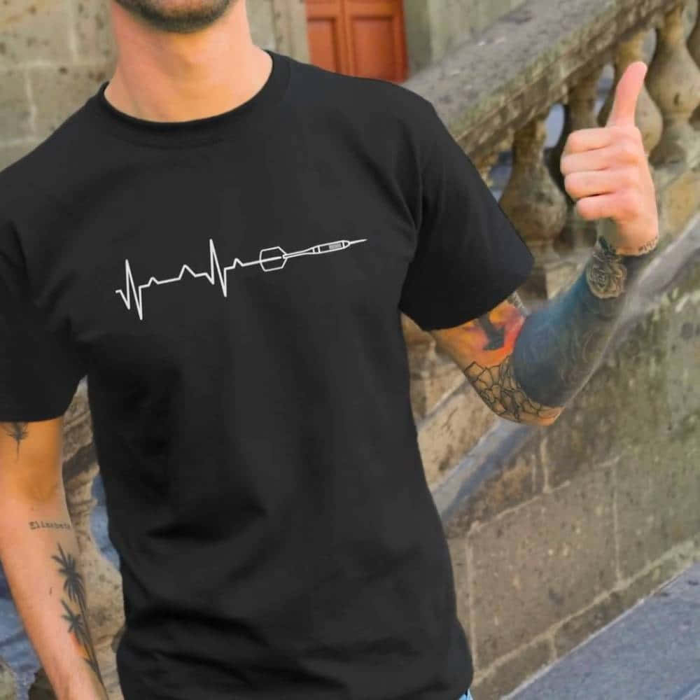 Darts Heartbeat T-shirt. Men's Heartbeat T-shirt, darts gift.
