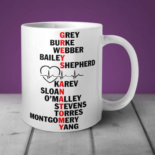 Greys Anatomy Names Gift Mug Greys Anatomy Names Gift Mug, Greys Gift, Ideal gift for any Grey's Anatomy Fan
