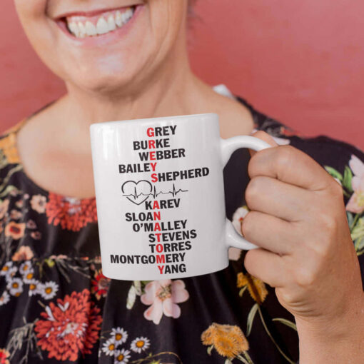 Greys Anatomy Names Gift Mug Greys Anatomy Names Gift Mug, Greys Gift, Ideal gift for any Grey's Anatomy Fan