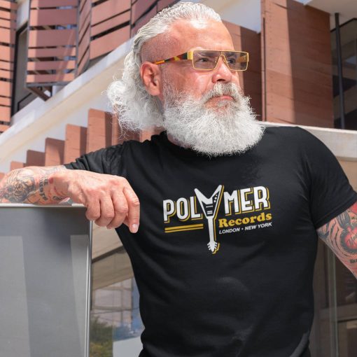 Spinal Tap, Polymer Records Tshirt, Robert Smith, Derek Smalls, Nigel Tufnel mand David St. Hubbins Spinal Tap, Polymer Records Tshirt, Robert Smith, Derek Smalls, Nigel Tufnel mand David St. Hubbins