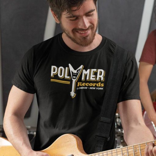 Spinal Tap, Polymer Records Tshirt, Robert Smith, Derek Smalls, Nigel Tufnel mand David St. Hubbins Spinal Tap, Polymer Records Tshirt, Robert Smith, Derek Smalls, Nigel Tufnel mand David St. Hubbins