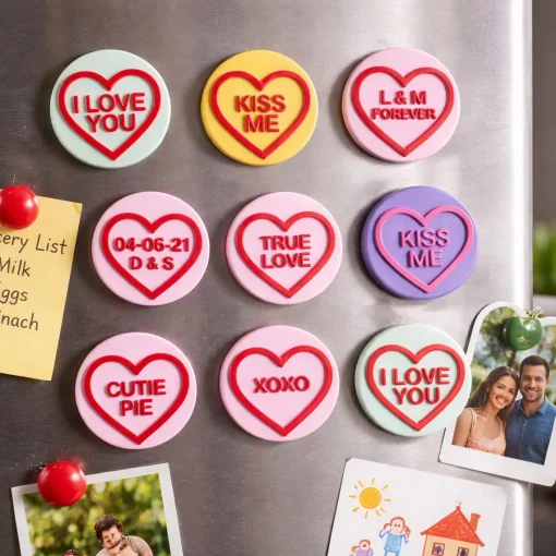 Personalised Love Heart Style Fridge Magnet with Custom Text, Multiple colours, Romantic Gift, Unique Gift.