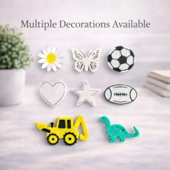 Freestanding kids room décor. Available in multiple colour and adornment options.