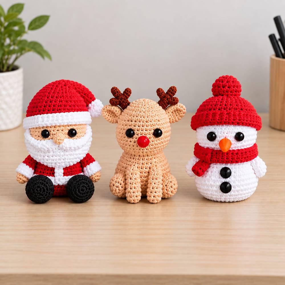 Christmas Ornaments – Santa, Reindeer & Snowman